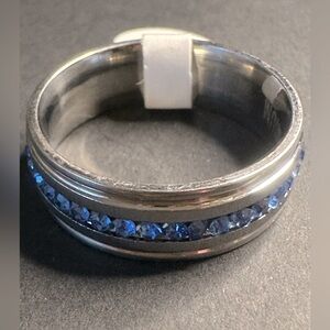 Silver Ring with Blue Gemstones